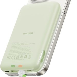 Charmast 10000mAh Wired Portable Charger, 20W Fast Charging Slim Power Bank with Removable Cable for iPhone & Android, Hand-Free Battery Pack with Digital Display for Short Travel (No-Wireless)