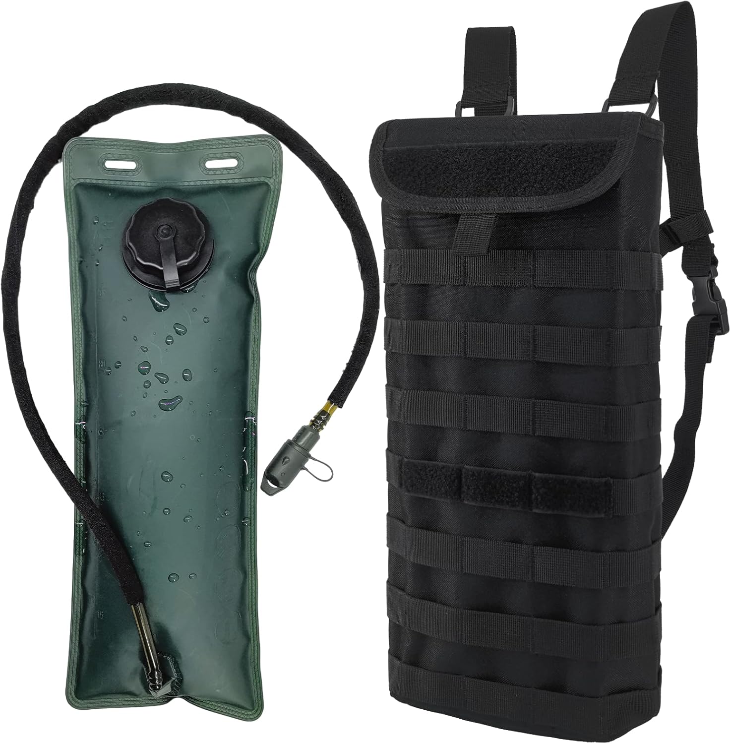 Tactical MOLLE Hydration Pack Carrier Backpack with 3L Water Bladder for Outdoor Sports, Black